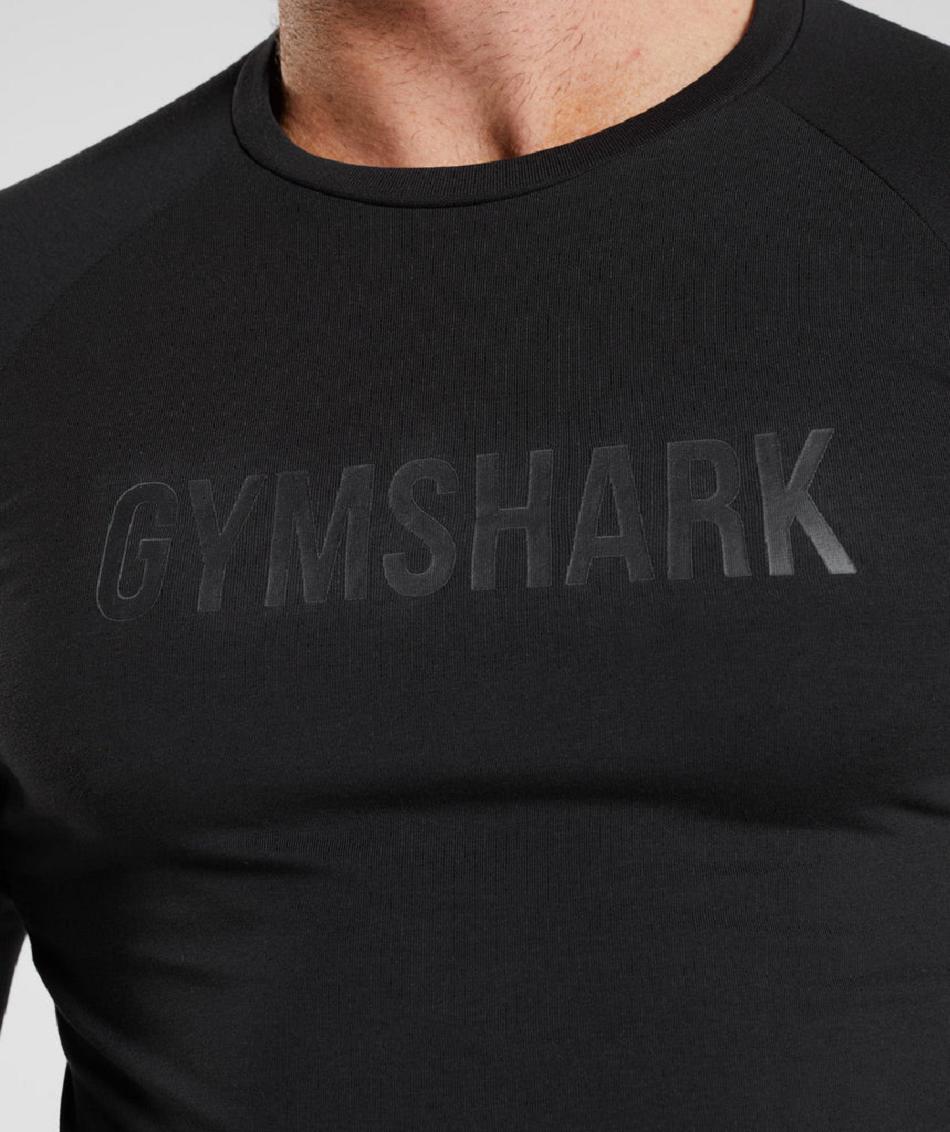 Gymshark Apollo Muške Dugi Rukav Crne | HR 2623AHK